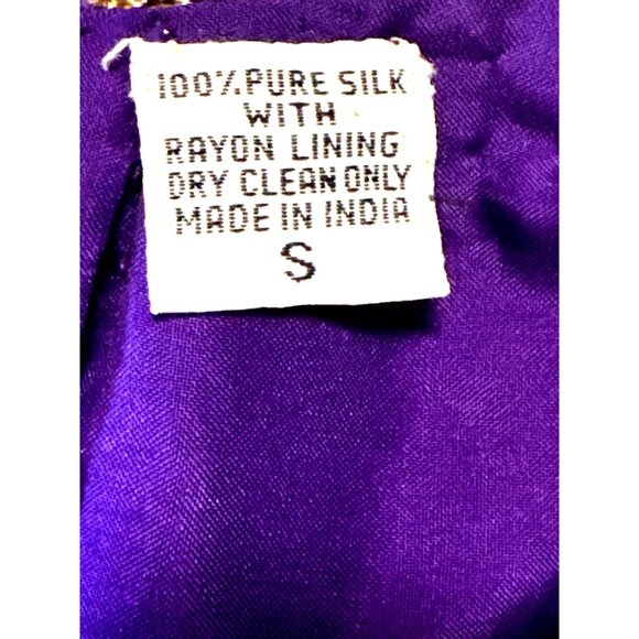 All Silk Vintage Dress by Lawrence Kazar Med Purple Beaded Cocktail Dress Glam - Picture 11 of 12